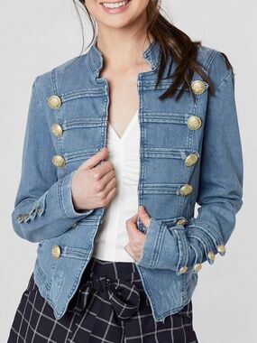 Free People Military Denim Jacket Small